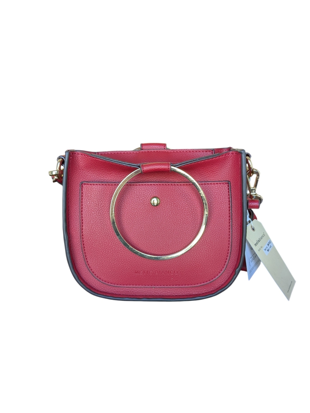 Red Women's Crossbody Bag with Gold Ring Handles